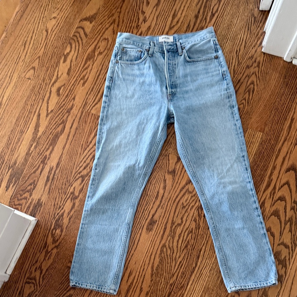 Agolde 27 Riley High Rise Crop Straight Jeans